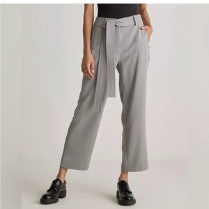 High-Rise Tie-Waist paper bag Pants - Coastal Gray